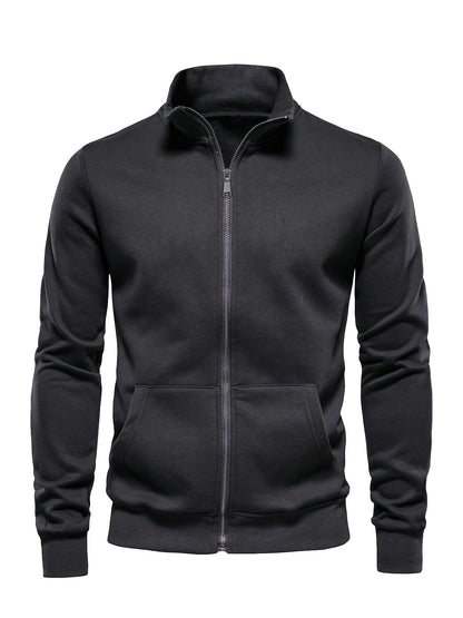 Men'S Lightweight Breathable Zip-Up Jacket - Casual Outdoor Windbreaker with Kangaroo Pocket, Soft Shell Design for Hiking, Fishing, Gym & Streetwear - Spring/Fall Layering Essential, Fishing Attire, Stylish Stand Collar, Dur