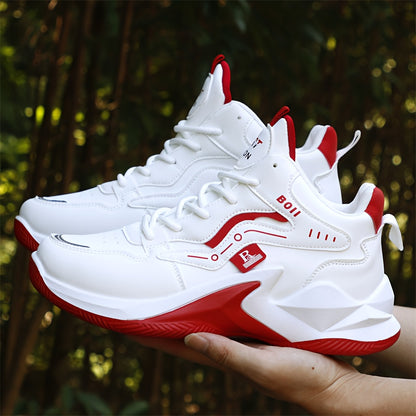 Men's high-top casual sports shoes fashion outdoor walking shoes for road running; lace-up wear-resistant versatile - ayq