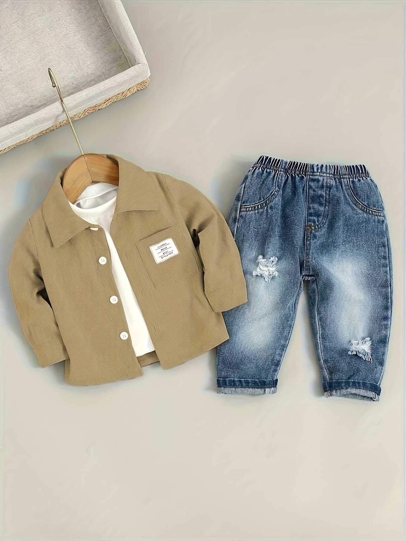 Boys' Cotton Blend Shirt and Jeans Set for Fall/Winter