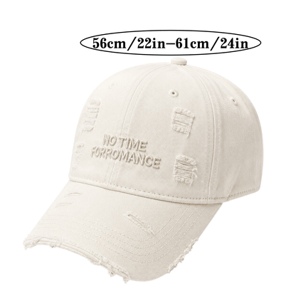 Unisex Embroidered Washed Cotton Baseball Cap with Wide Brim