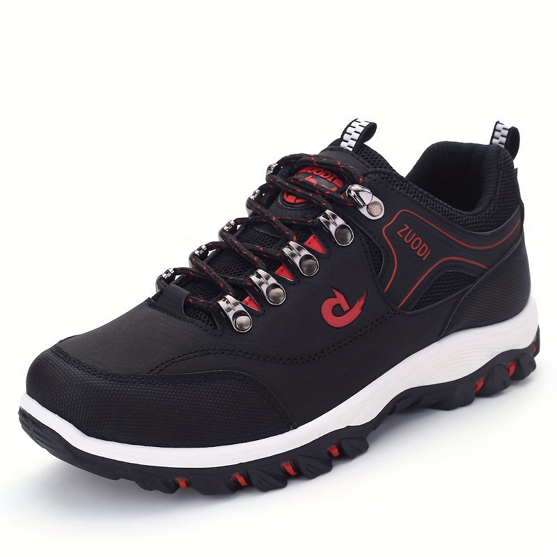 PLUS SIZE Men's Durable Lace Up Hiking Boots, Comfy Non Slip Soft Sole Shoes For Men's Outdoor Activities
