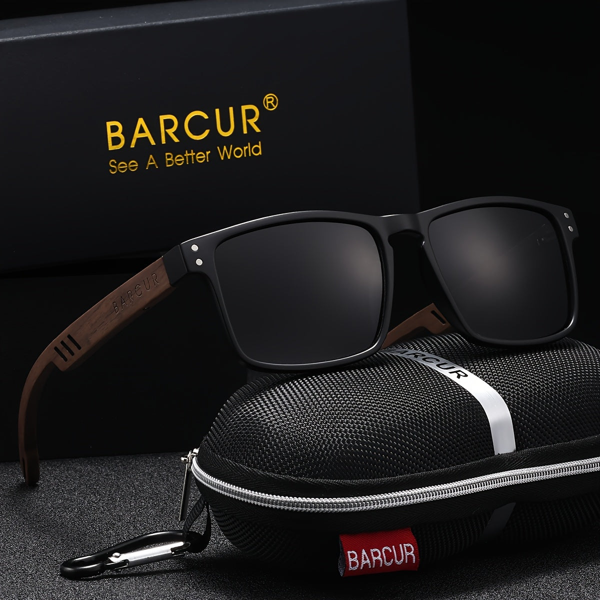 BARCUR Polarized Vintage Wood Sunglasses for Men & Women
