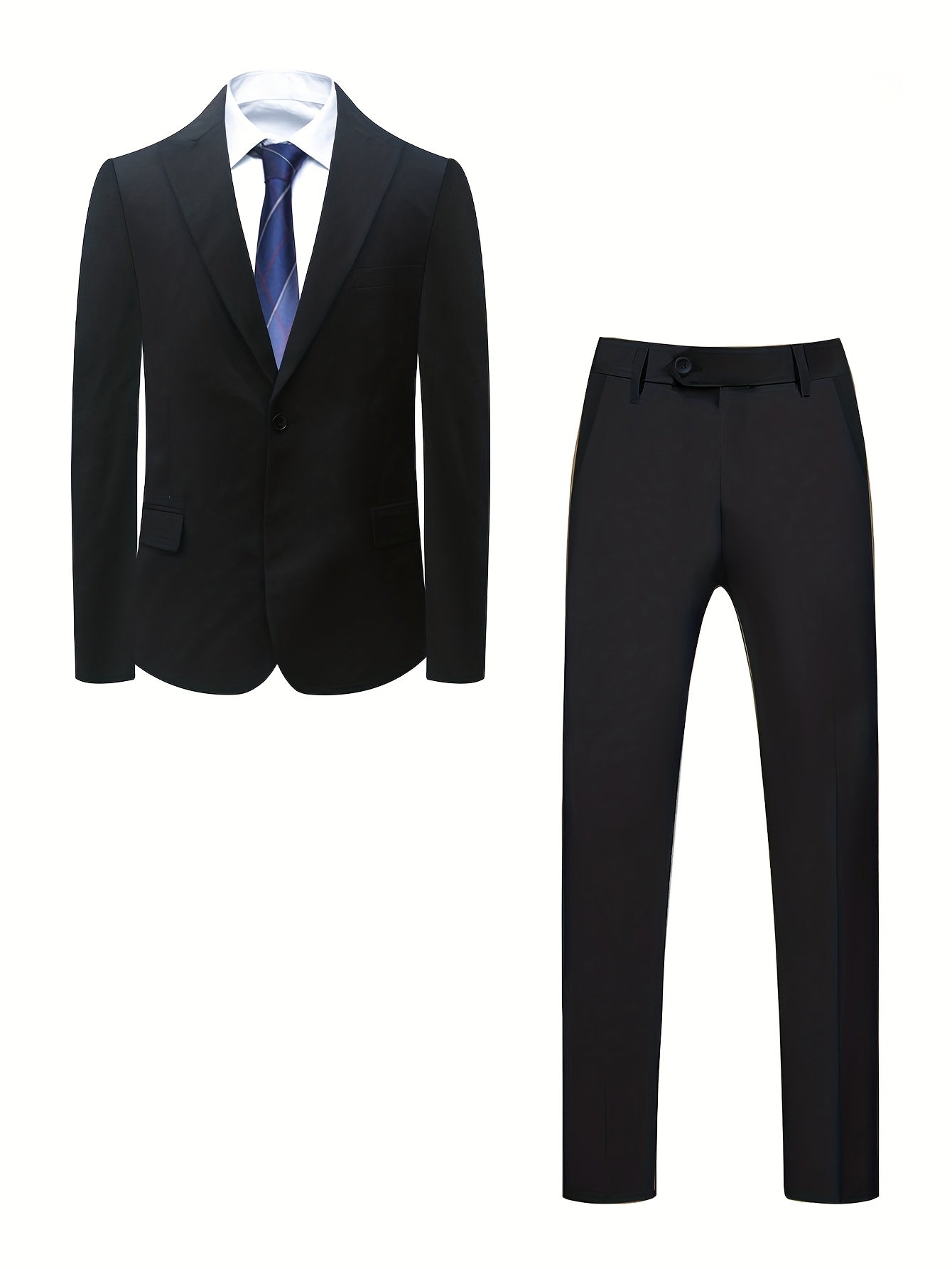 Men's 2-Piece Polyester Suit with Lapel Collar for Spring/Fall