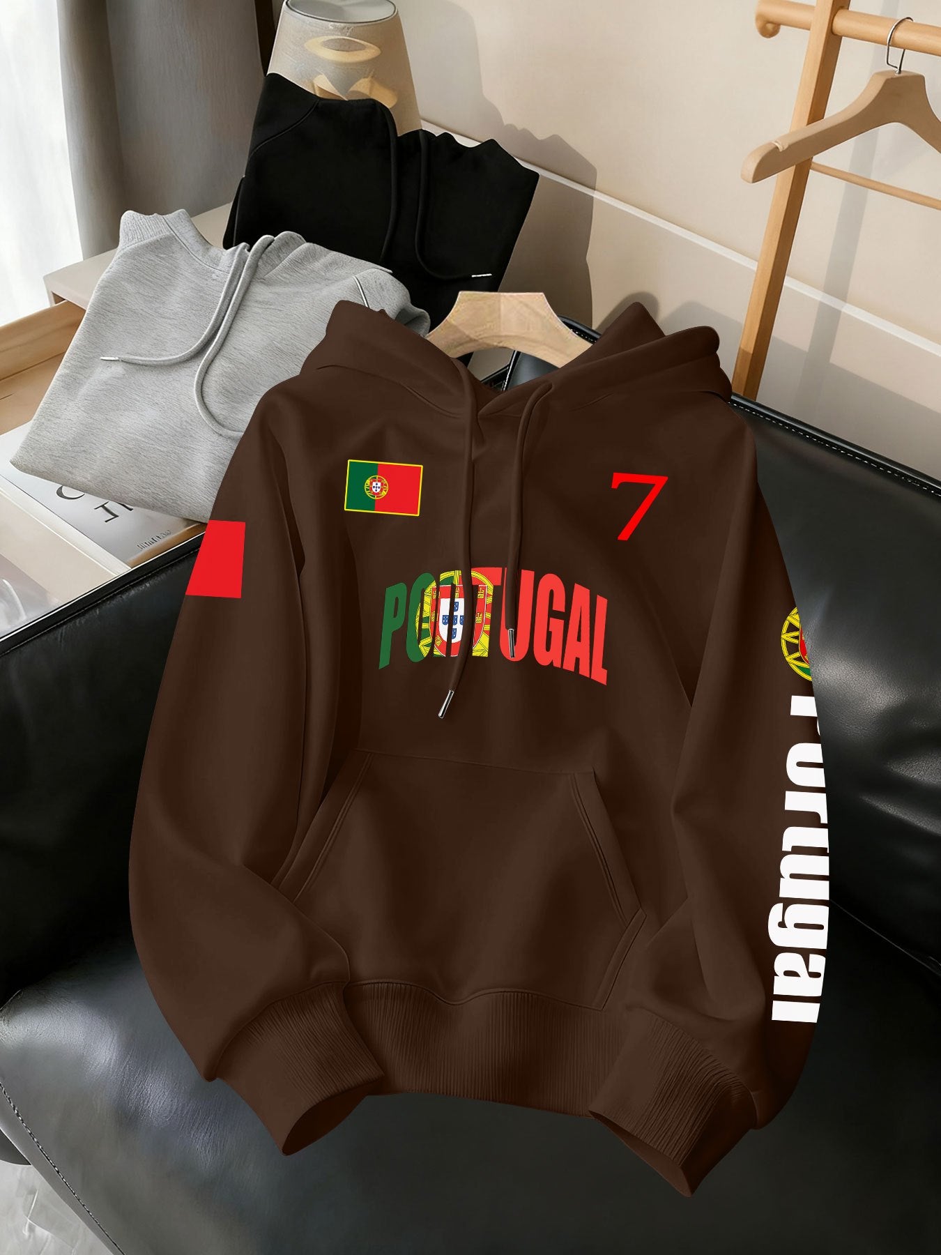 Men's Portugal Number 7 Hooded Sweatshirt Casual Polyester Hoodie