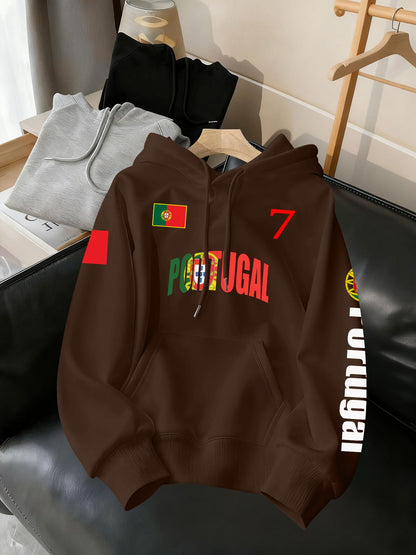 Men's Portugal Number 7 Hooded Sweatshirt Casual Polyester Hoodie