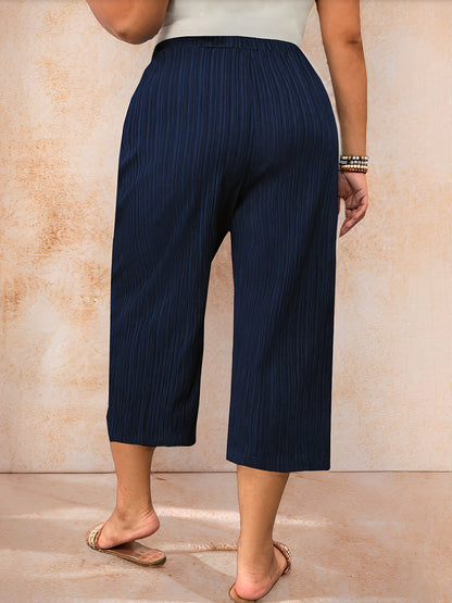 Women’s Casual Solid Color Drawstring Capri Pants