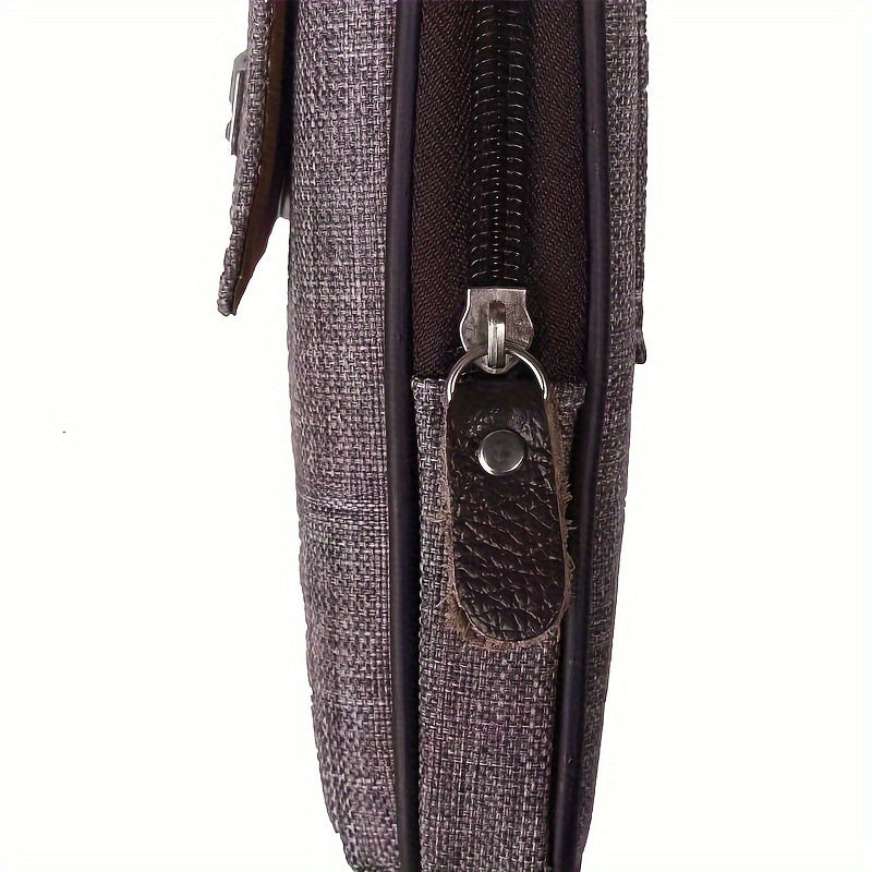 1pc Men's Mobile Phone Bag, Casual Wear Belt Fanny Pack, Canvas Mobile Phone Fanny Pack, Multi-functional Waterproof Mobile Phone Bag, Card Holder, Coin Wallet