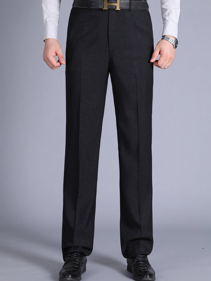 Men'S Casual Spring/Fall Polyester Solid Color Regular Fit Pants with Pocket