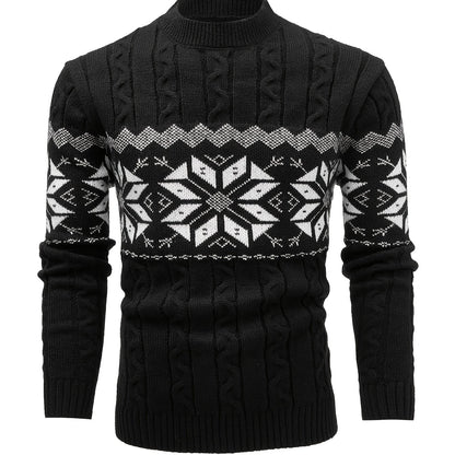 Men's Slim-Fit Cable Knit Sweater - Winter Warm Pullover with Geometric Corduroy Clasp (Adjustable Rope), Round Neck Long Sleeve Casual Sweating for Fall/Winter Layering - Hand Washable Knitwear for Smart-Casual Outfits (Not