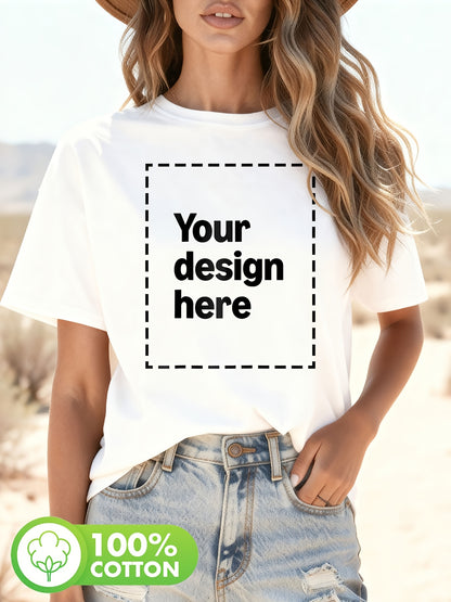 Women’s Custom Print Geometric Cotton Crew Neck Tee