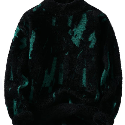 Տղամարդու փափուկ տրիկոտաժե սվիտեր | Կլոր օձիք, հաստ, տաք, առօրյա ոճ, գունային բլոկներով նախշ, աշուն/ձմեռ սեզոն, սովորական չափսի դեռահասների համար