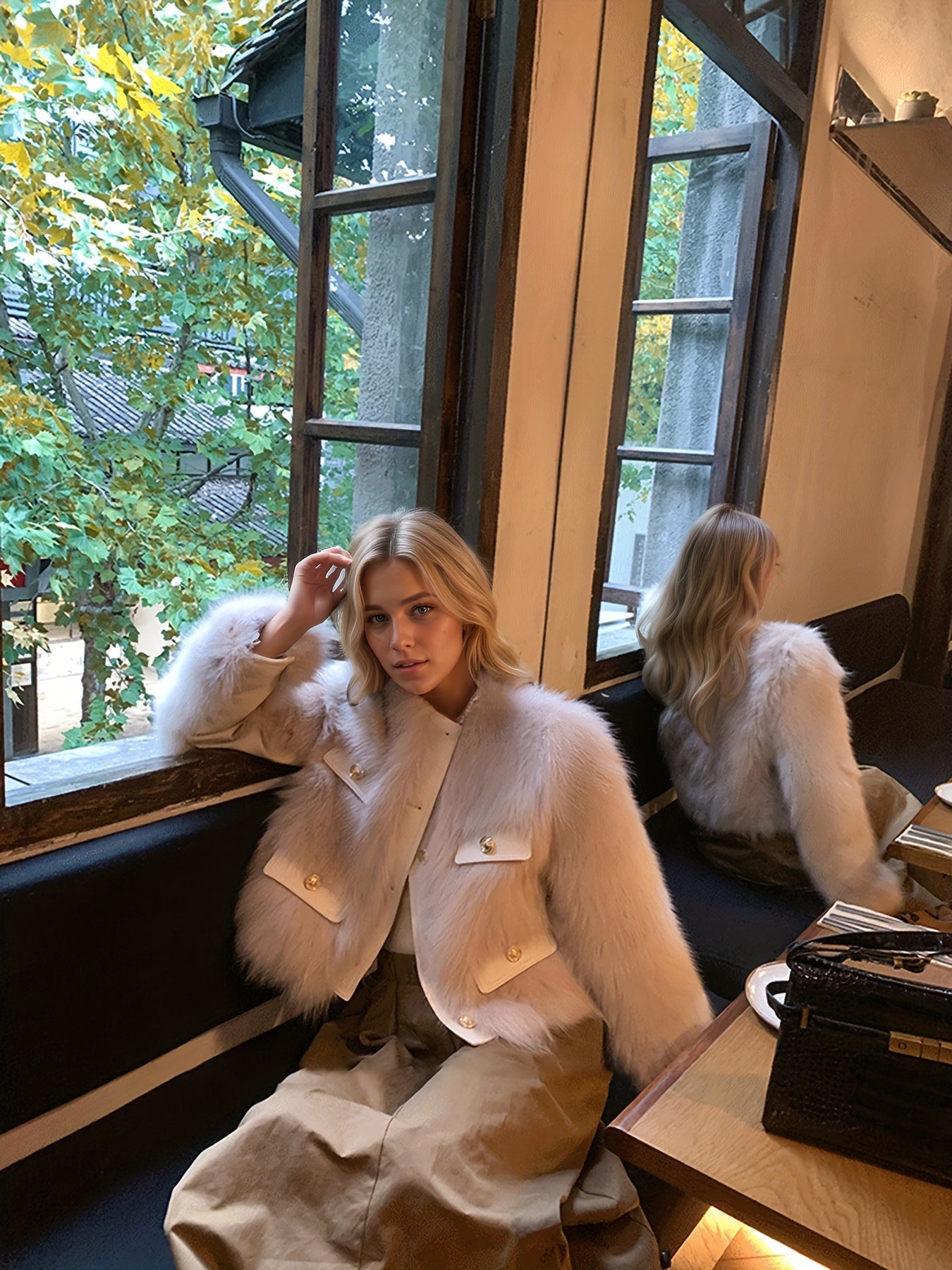 Women'S Elegant Faux Fur Coat - Chic Long Sleeve, Button-Up Front, Loose Fit, Solid Color, Perfect for Fall/Winter Casual Outings, Stylish Outerwear | Chic Long Sleeve | Sleek Design, Fur Coat For Women Winter, Fur Coat Women