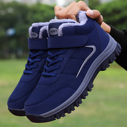 Men's & Women's Winter Warm Thermal Insulated Slip-Resistant Walking Shoes - Heavy-Duty Upper, Cushioned EVA Insole & Arch Support, Traction Tread - All-Terrain Outdoor Boots for Elderly, Seniors, Casual Winter Wear (Unisex S