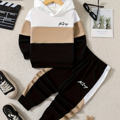 2 հատ տղայի «Թագավորական» նախշերով գլխարկով հանդերձանք, ոճային գունային բլոկներով կարված գլխարկի և տաբատի հավաքածու, մանկական հագուստ աշուն/ձմեռ բացօթյա հագուստի համար, որպես նվեր