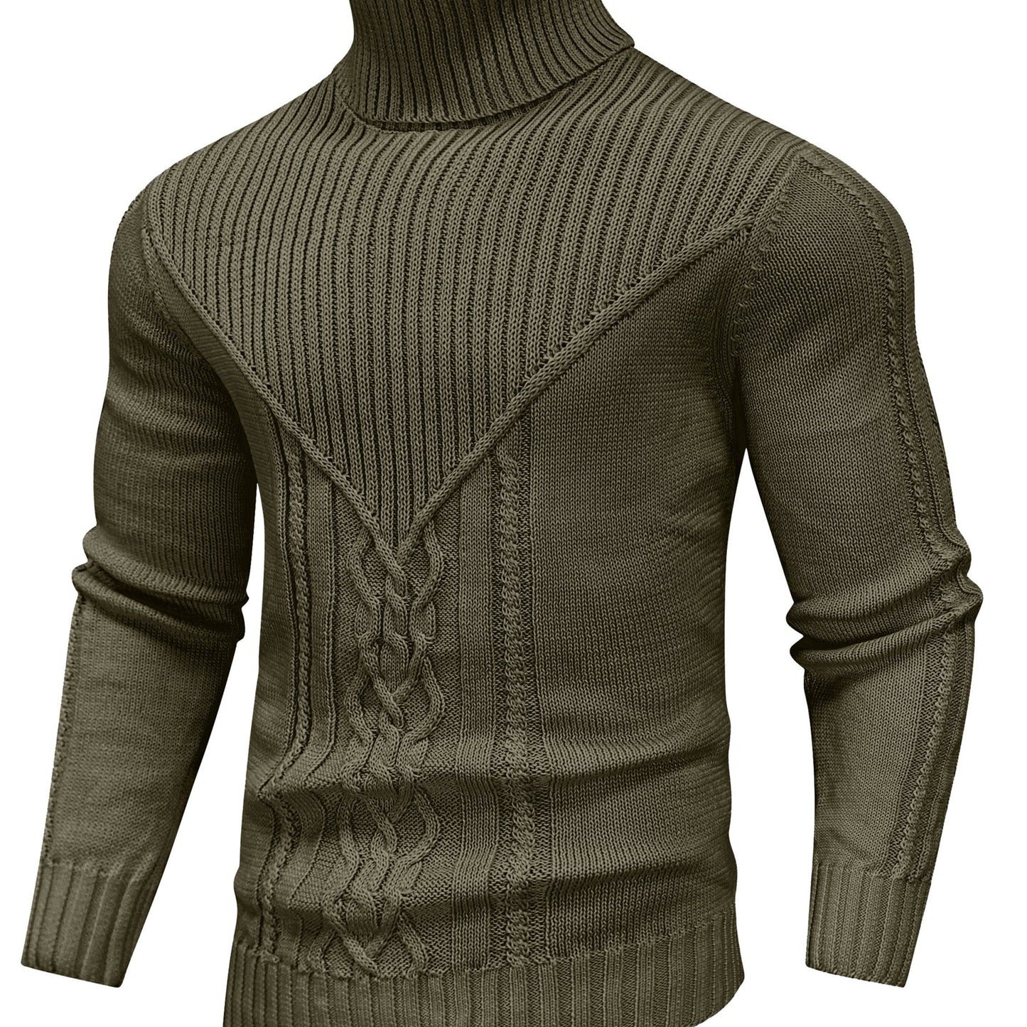 Men'S Casual Winter High Neck Turtleneck Sweater | Black Solid Color, Medium Stretch Fabric, Regular Fit, Hand Wash Only, Sleek Knitwear, Long Sleeve, Rib-Knit Detail