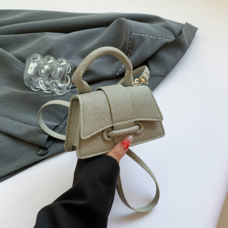 Միագույն PU մինի նորաձև բազմակողմանի նիշի ձեռքի պայուսակ, ոճային և հեշտ, նորաձև՝ երթևեկության և զբոսանքների համար, կանացի ուսագոտիով պայուսակ