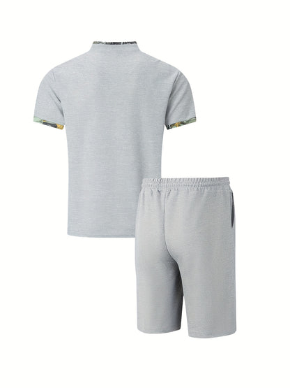 Men's Casual Summer Suit Set - Short Sleeve Shirt & Shorts