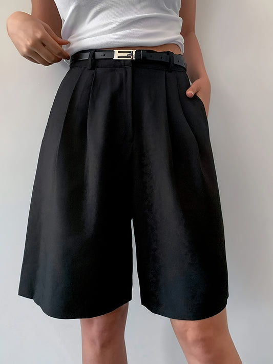 Women'S Plus Size Bermuda Shorts, Casual Solid Color պոլիեսթեր 100%, Ոչ ձգվող հյուսված գործվածք գրպաններով, գարուն/ամառ/աշուն հագուստ - T071