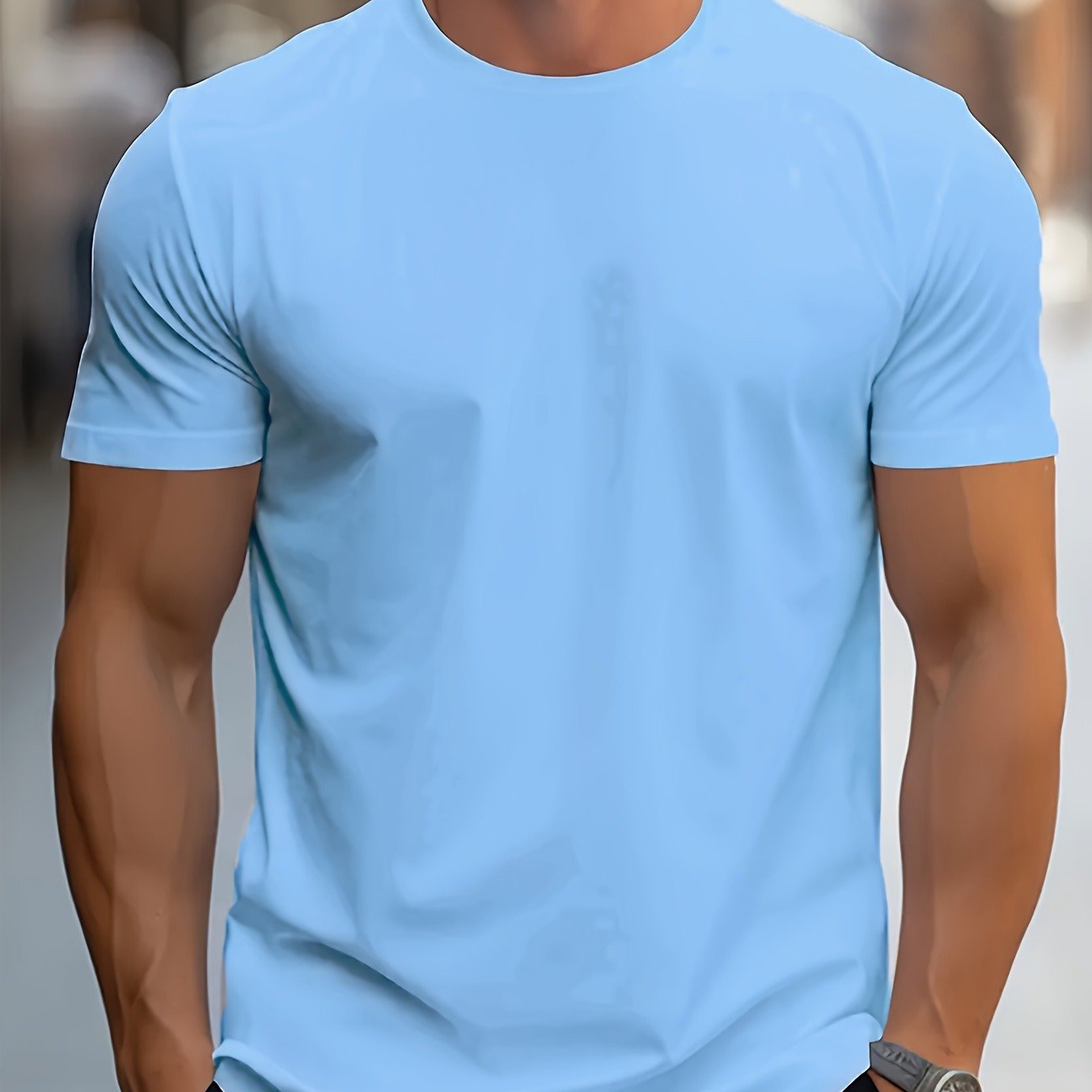 1pc Men's Spring Summer Casual Short Sleeve T-Shirt - Solid Black, Regular Fit Round Neck, Breathable Fabric for Gym, Outdoor  Casual Attire, Gym Shirts, Durable Casualwear, Smooth Texture