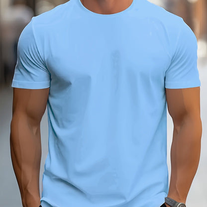 1pc Men's Spring Summer Casual Short Sleeve T-Shirt - Solid Black, Regular Fit Round Neck, Breathable Fabric for Gym, Outdoor  Casual Attire, Gym Shirts, Durable Casualwear, Smooth Texture