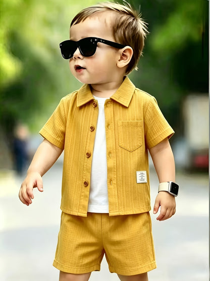 Baby Boy Summer Shorts Set with Short Sleeve Shirt