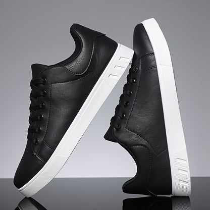 Men's Low-Top PU Sneakers with Cushioned PVC Sole - Minimalist Style