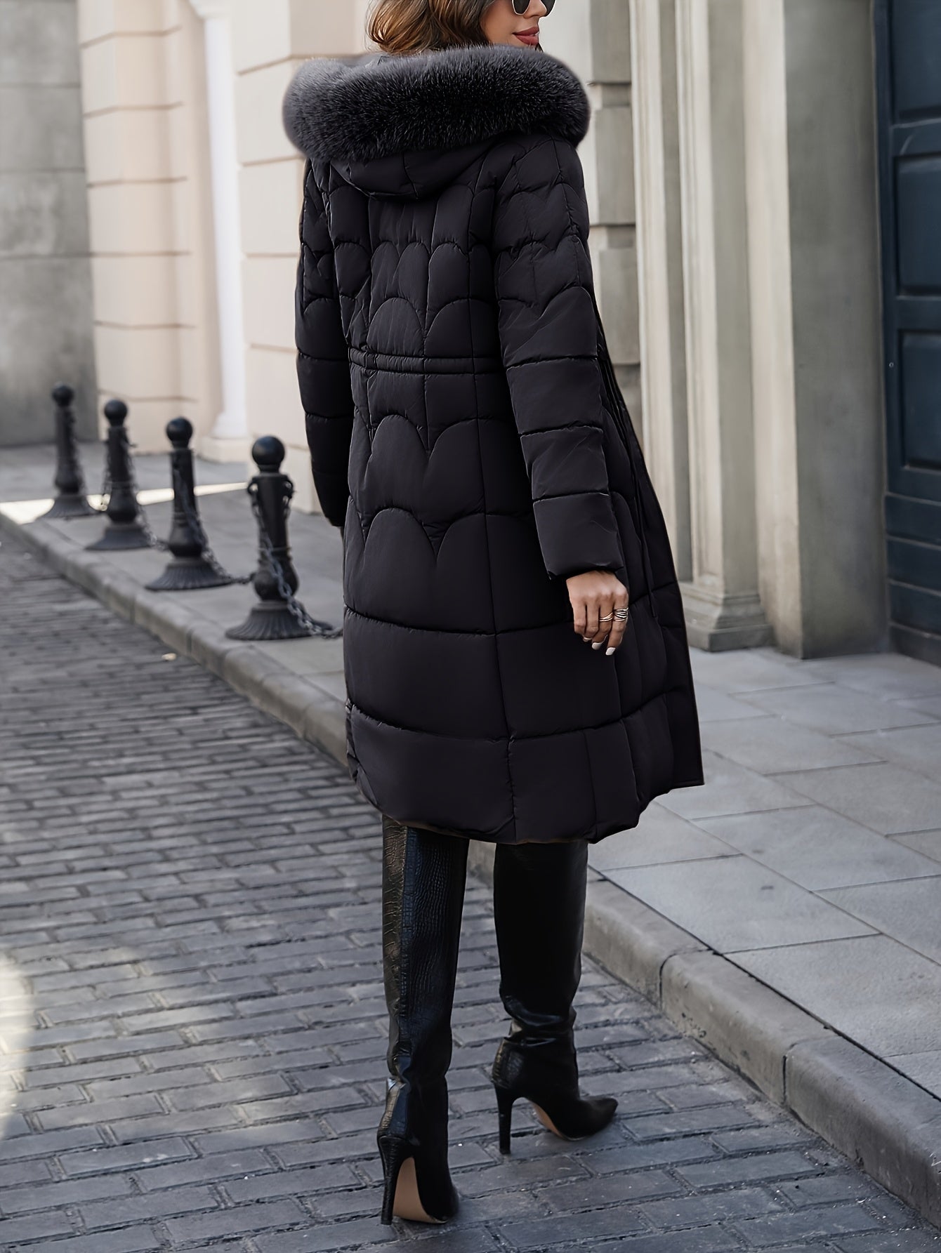 Աշնանային և ձմեռային կանացի միջին երկարության, գլխարկով, լարով գրպաններով, նորաձև, տարեցների համար նախատեսված տաք, բազմակողմանի, միագույն բաճկոն