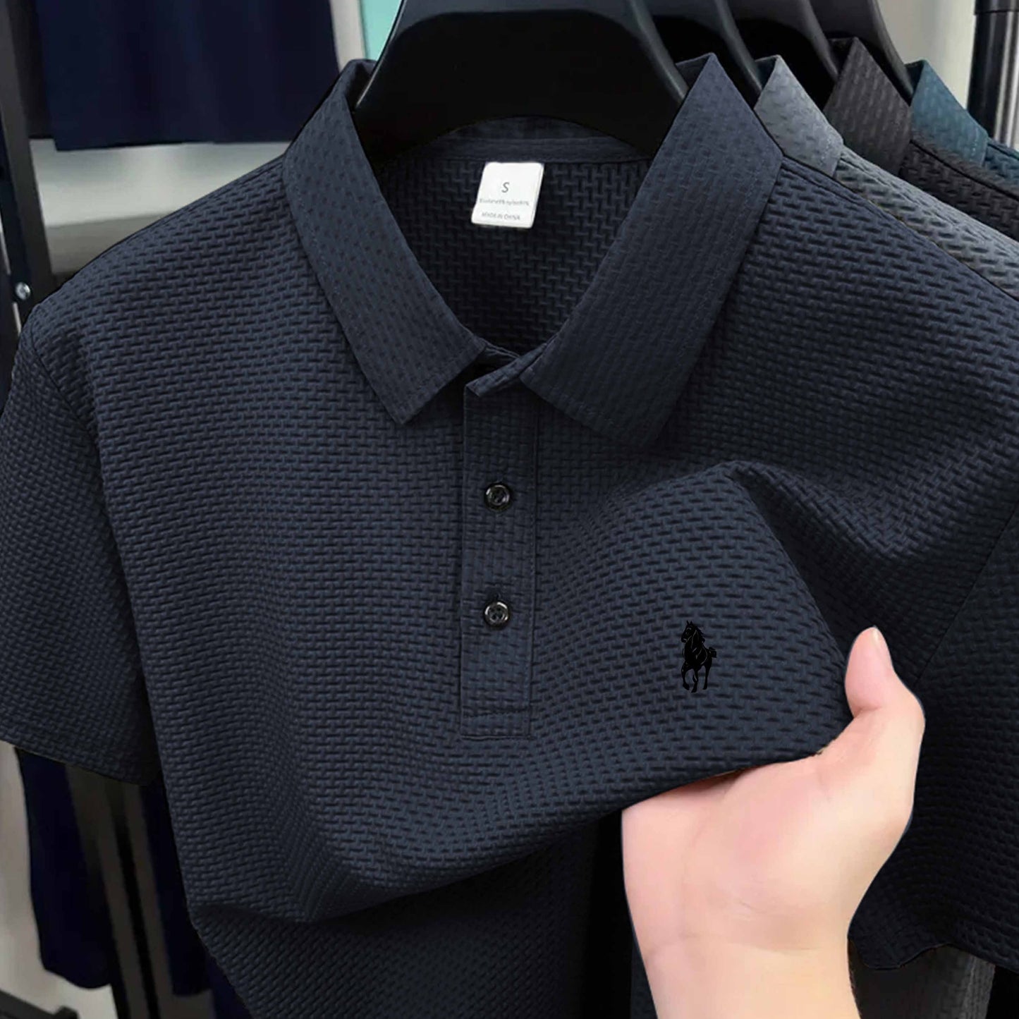 S144 Ankle Sprain Horse Print Golf Knitted Men'S Polo - ayq
