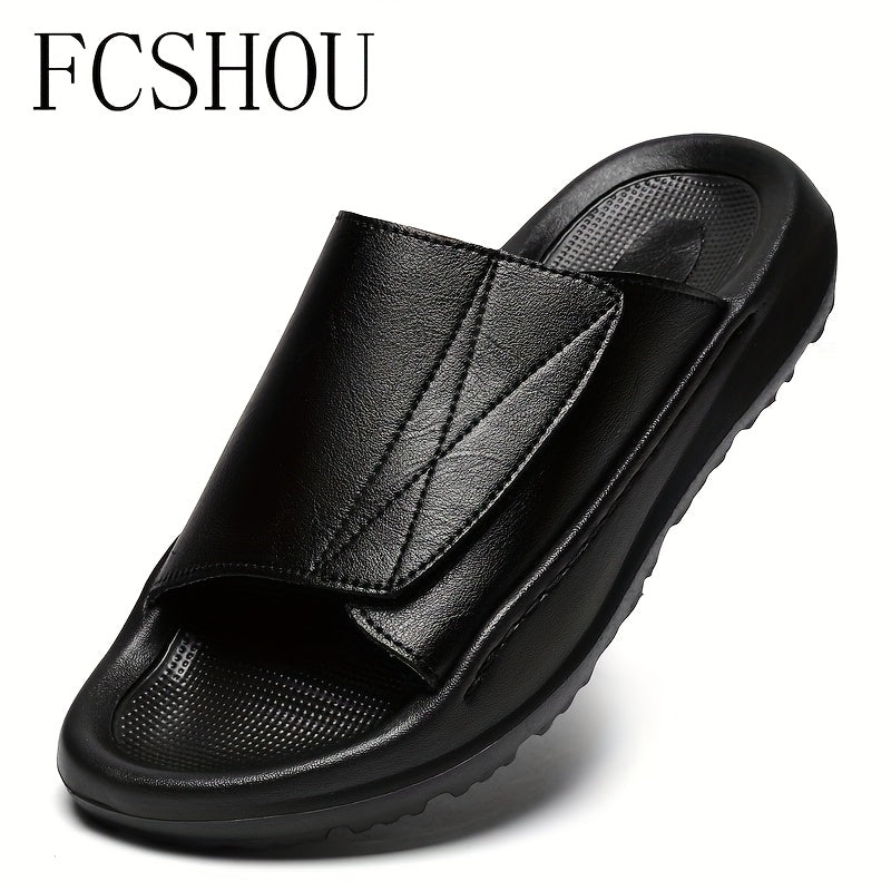 Men's Summer Outdoor Slippers Split Leather Slip-On Sandals