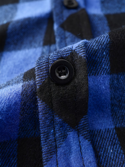 Տղամարդկանց համար նախատեսված շոտլանդական վերարկու, երկար թևքերով, պատահական, կոճակներով, գլխարկով վերնաշապիկ, բաճկոն