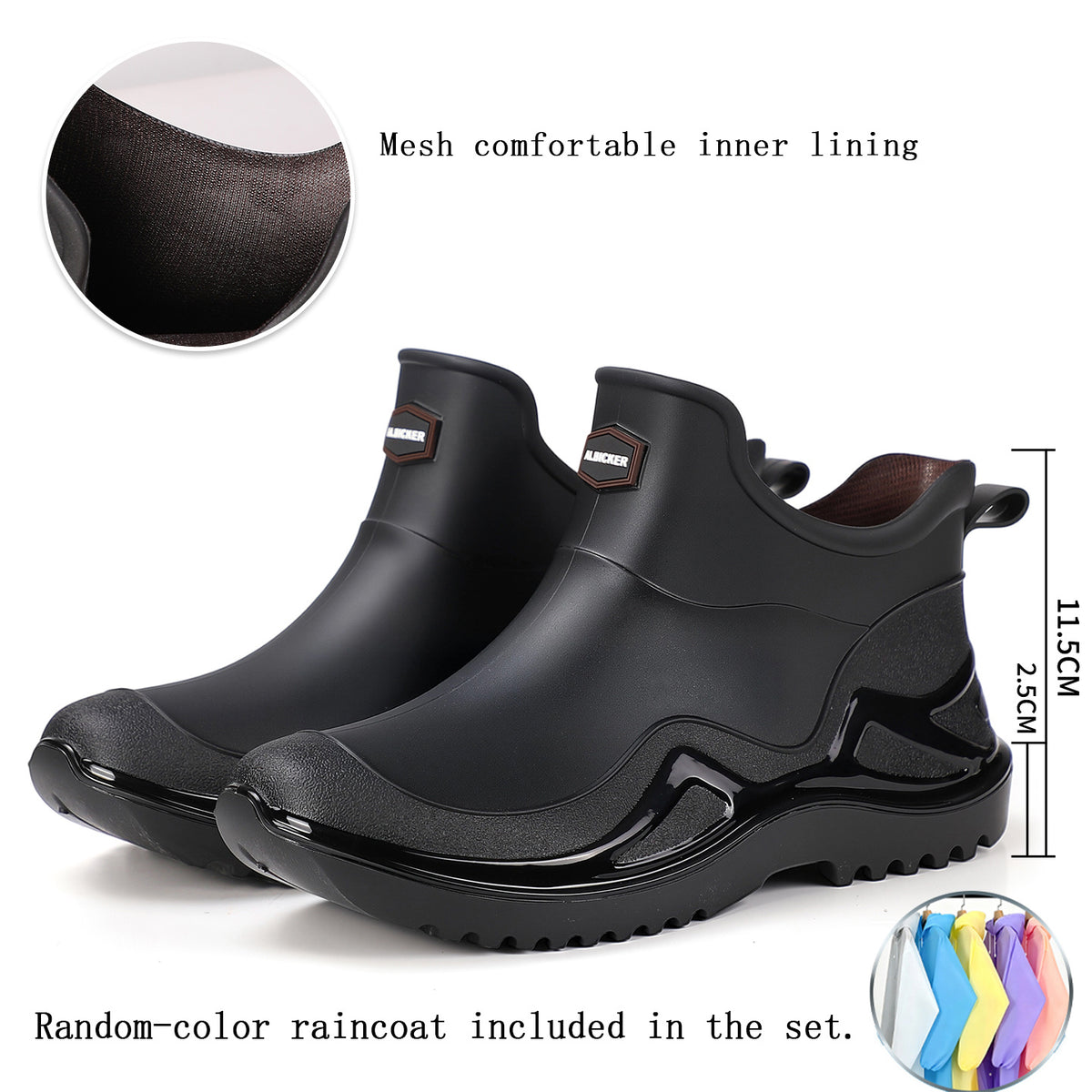 Men's Lightweight Short Rain Boots with Slip-On Comfort