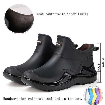 Men's Lightweight Short Rain Boots with Slip-On Comfort