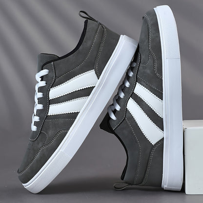 Men's Striped Low-Top Casual Sneakers with Soft EVA Sole