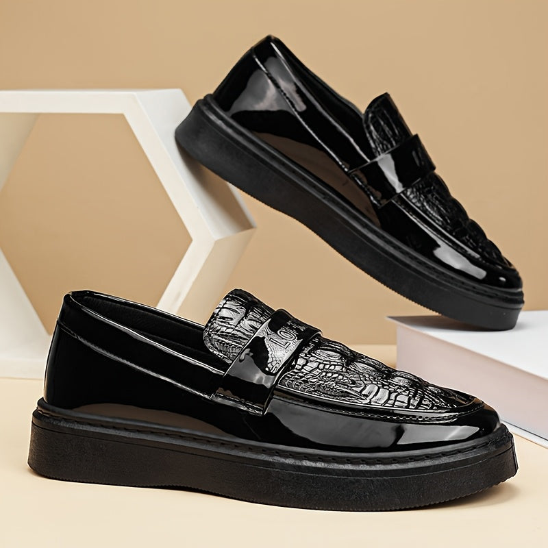 Men'S Black Business Casual Shoes, New Stylish Glossy British-Style Formal And Casual Footwear for Spring 2026 - ayq