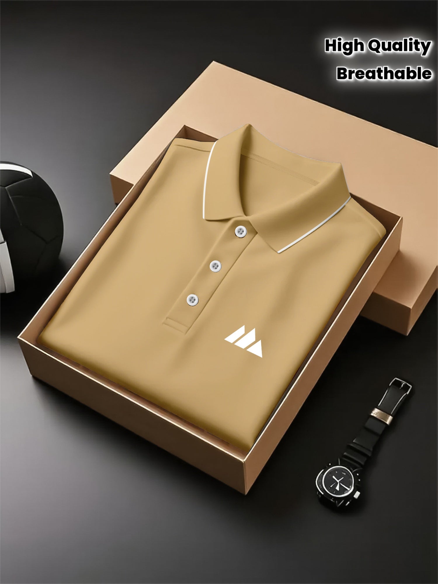 Creative Geometric Pattern Printed Shirt - Breathable Golf Top, Short Sleeve, Button Neck, Regular Pattern, High Quality Fabric, Slightly Elastic, Suitable for Tennis Sports and Business Occasions, Can Be Used as a Gift - ayq