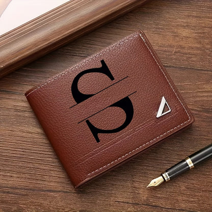 Custom Letter Solid Color Men's Wallet, Black Stylish Foldable Card Holder, Casual Men's Coin Purse, Suitable as a Birthday Gift for Husband, Holiday Anniversary Gift