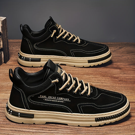 Men's Trendy Mid Top Skate Shoes, Durable Comfy Walking Shoes For Outdoor All Seasons - Traveling Hiking Activities