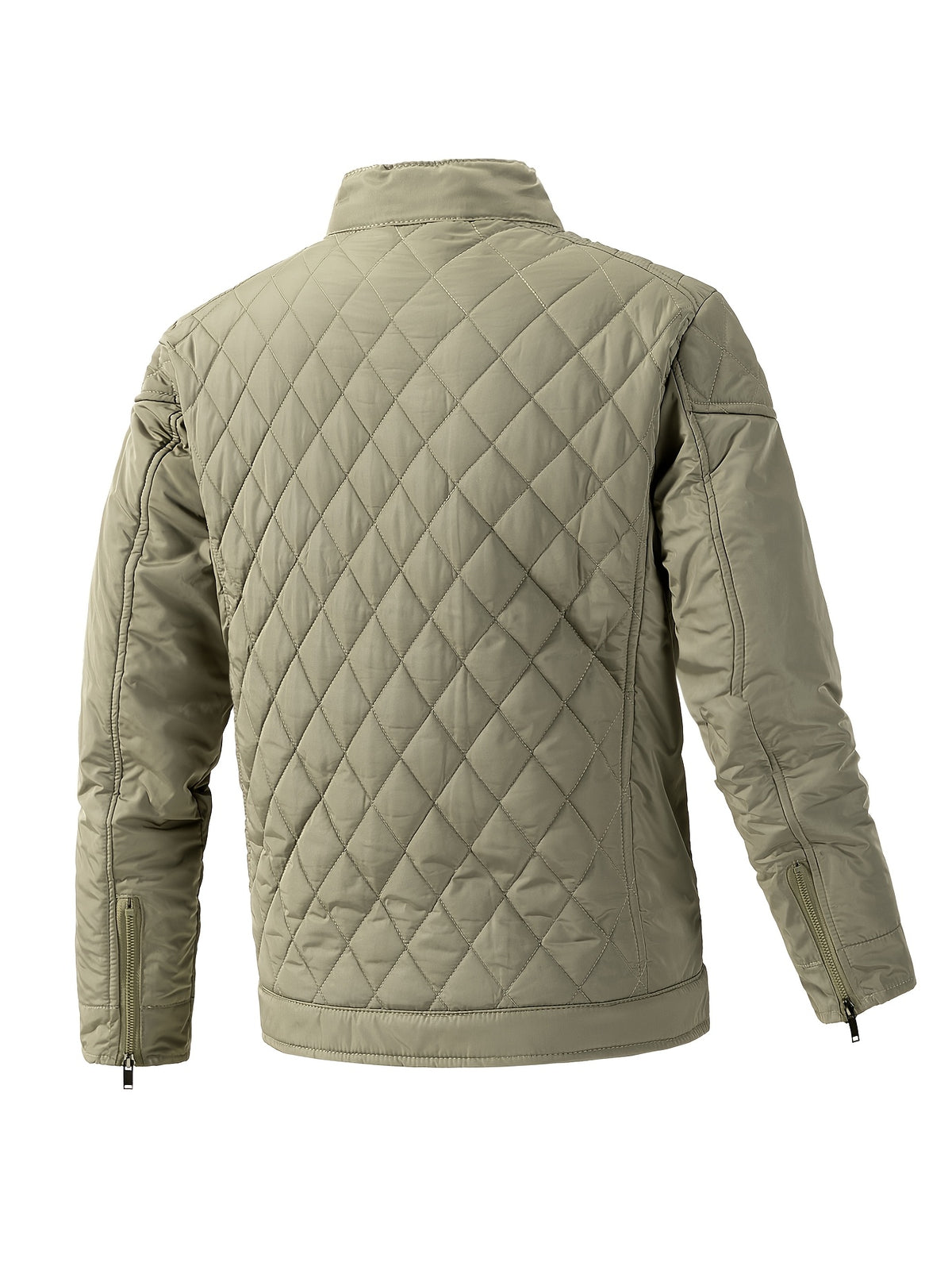 Men's Lightweight Padded Jacket with Stand Collar - Slim Fit