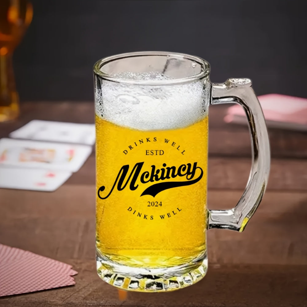 Personalized Custom Name Glass Beer Mug – Reusable Drinkware
