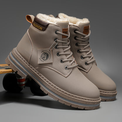 A Pair of Fashionable Men's Boots, Outdoor Warm, Sports Casual Trendy Versatile Shoes for Man
