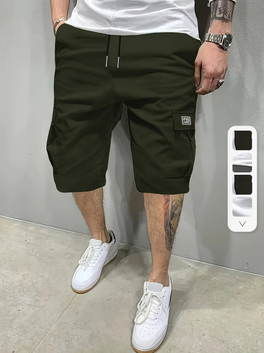 Men's Solid Cargo Shorts For Summer Outdoor Sports