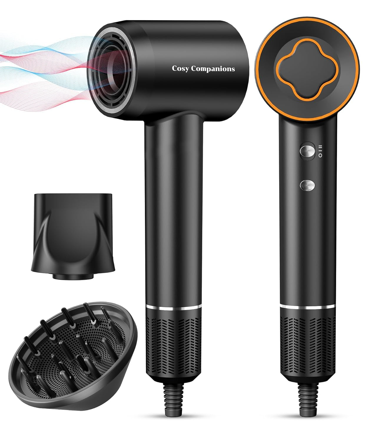 Hair Dryer, 150000 RPM High-Speed Brushless Motor Negative Ionic Blow Dryer for Fast Drying, Low Noise Thermo-Control Hair-Dryer-With-Diffuser and Nozzle