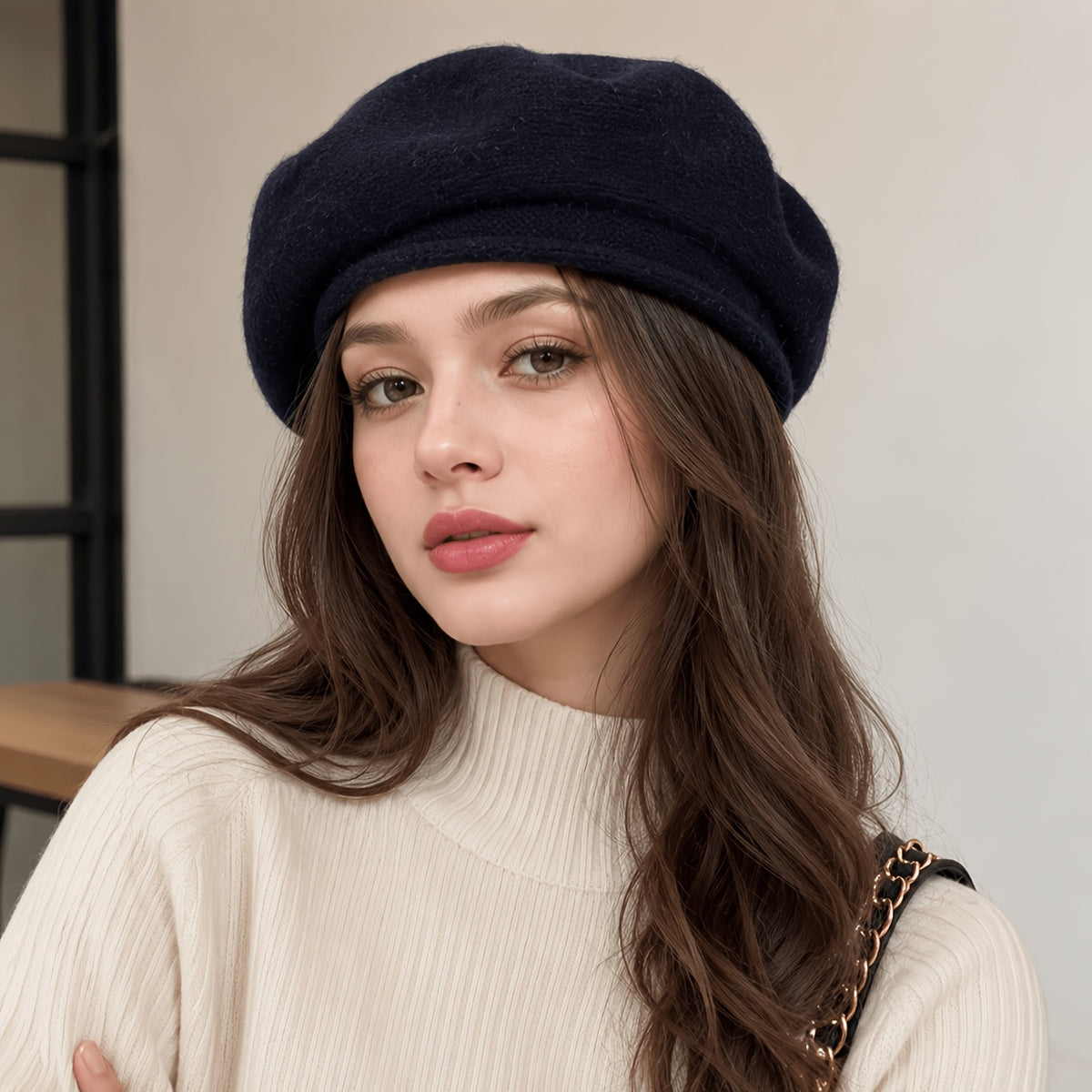 Womens Lightweight French Beret Hat Soft Elastic Knit Cap