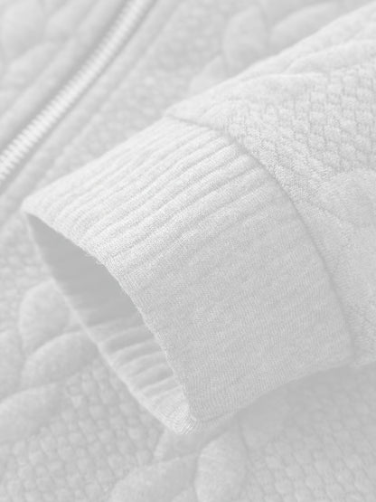 Men'S Light Blue Quilted Zip-Up Jacket - Casual Fall/Winter Outerwear with Stand Collar, Long Sleeves, and Front Pockets, Perfect for Casual Attire, Autumn Winter Apparel | Quilted Texture Jacket | Zippered Jacket