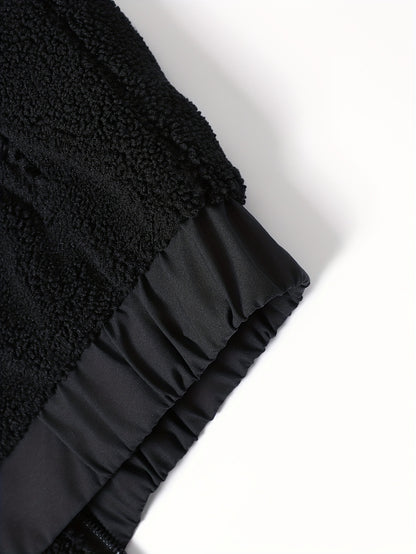 Men'S Heavyweight Fleece Jacket - Thermal Winter Coat with Stand Collar, Zipper Closure, Front Pockets - Brown/ - Cold Weather Outerwear for Everyday & Formal, Winter Jacket, Casual Outerwear, Durable Polyester, Seasonal Fash