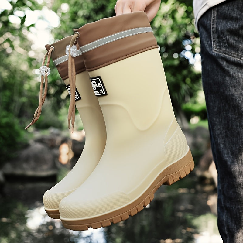 Men's Lightweight Rubber Rain Boots Casual Mid-Calf Style