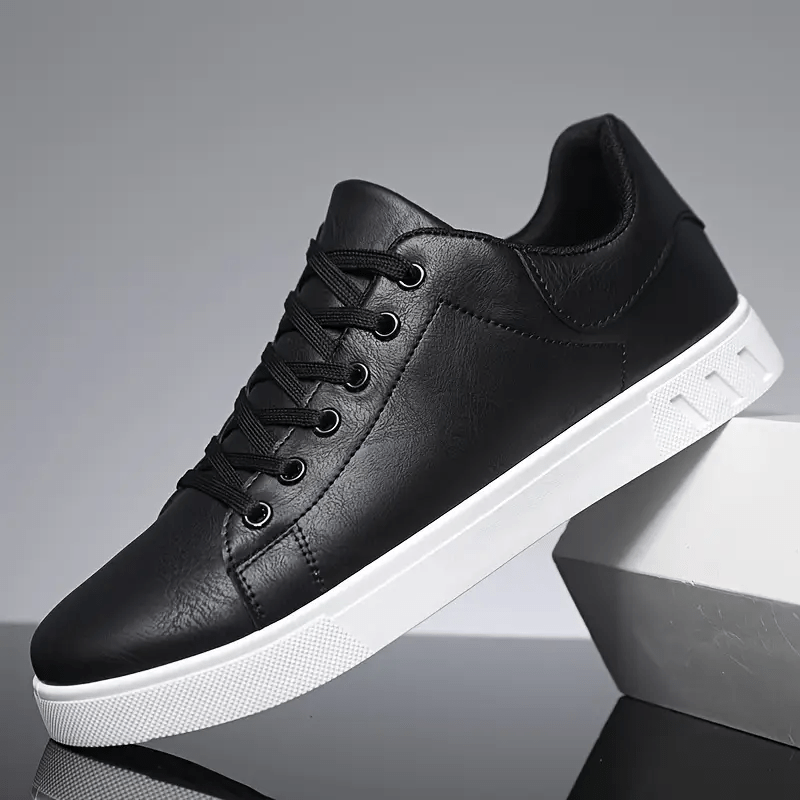 Men's Low-Top PU Sneakers with Cushioned PVC Sole - Minimalist Style
