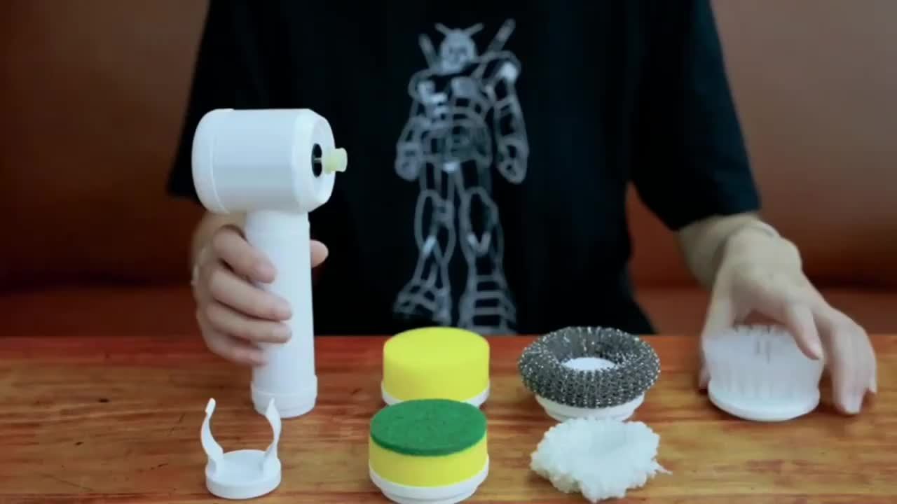 Վերալիցքավորվող էլեկտրական մաքրող խոզանակների հավաքածու 5 գլխիկով - Բազմաֆունկցիոնալ ձեռքի խոզանակ USB լիցքավորմամբ, միջին կարծրության, լոգարանի, խոհանոցի, ննջասենյակի, հյուրասենյակի, զուգարանի համար - Տան մաքրման գործիքների հավաքածու H բռնակով