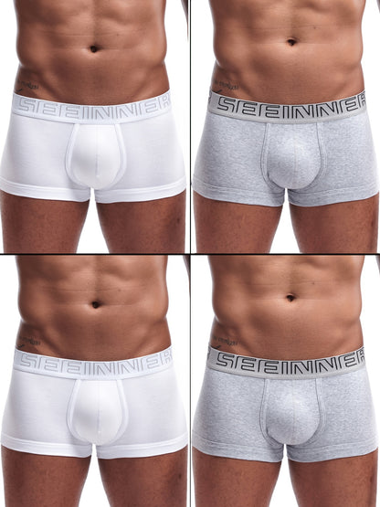 Men's Cotton Boxer Briefs 4-Pack - Breathable, Moisture-Wicking Fit
