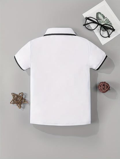 Kids' Classic Black & White Casual Polyester Shirts